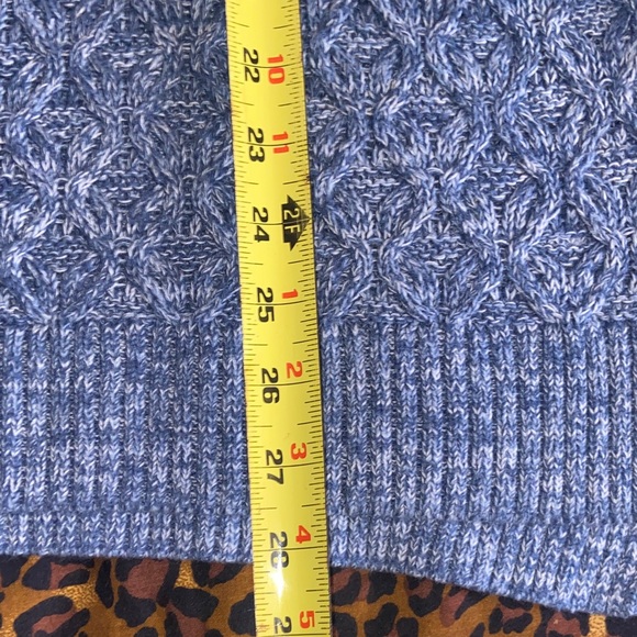 JEANNE PIERRE Light Blue Cable Knit Crewneck Sweater - Picture 4 of 10